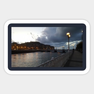 San Sebastian - Donestia - north Spain - the Basque country - Bay of Biscay- A walk by the bridge at sunset Sticker